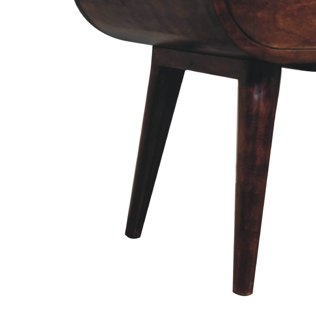 Light Walnut Circular Bedside with Open Slot - Image 8