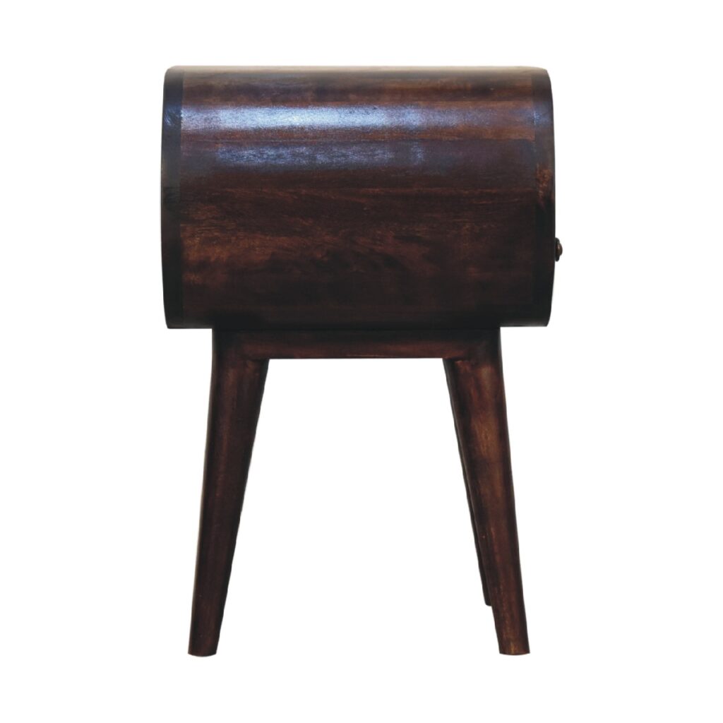 Light Walnut Circular Bedside with Open Slot - Image 9