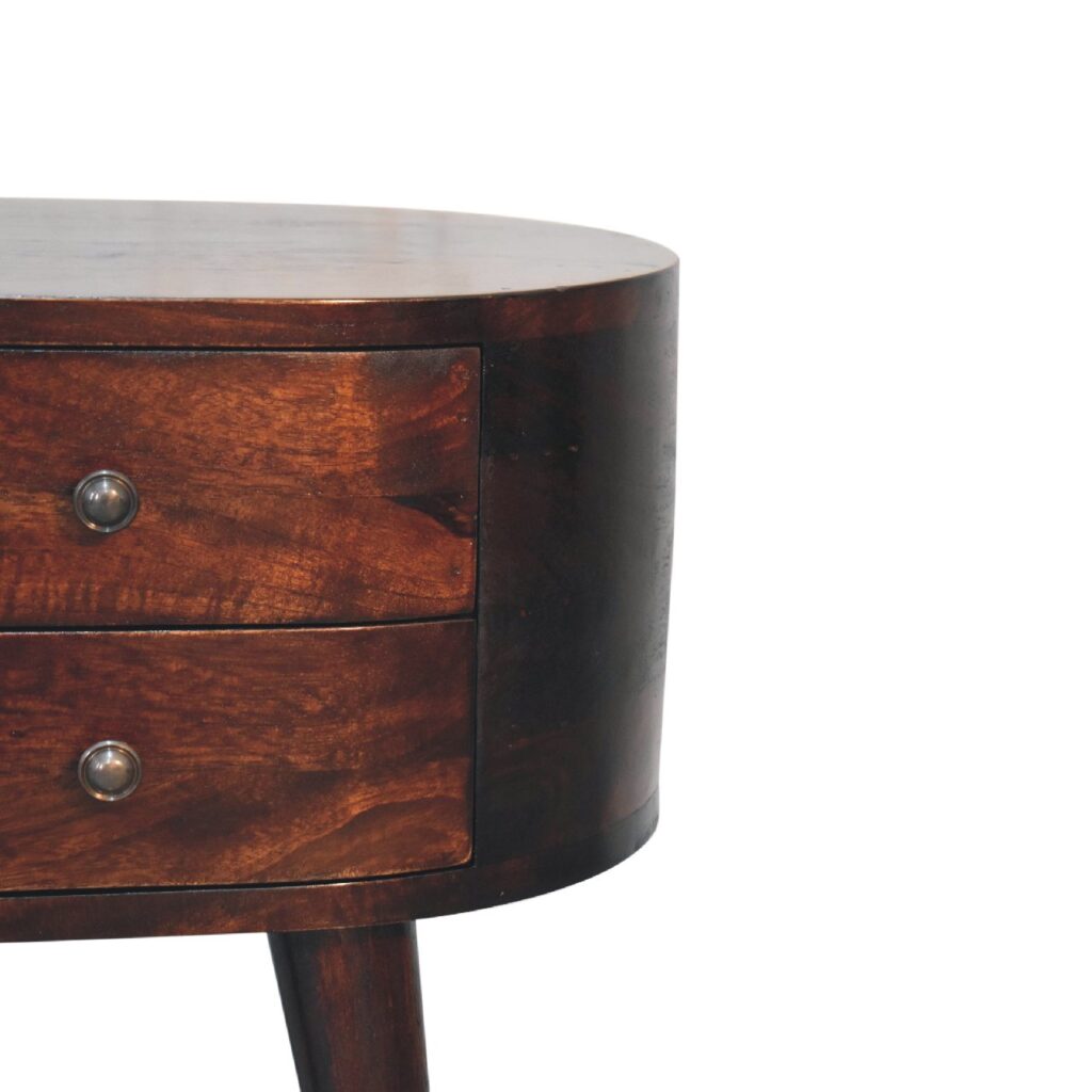 Light Walnut Rounded Bedside Table - Image 5