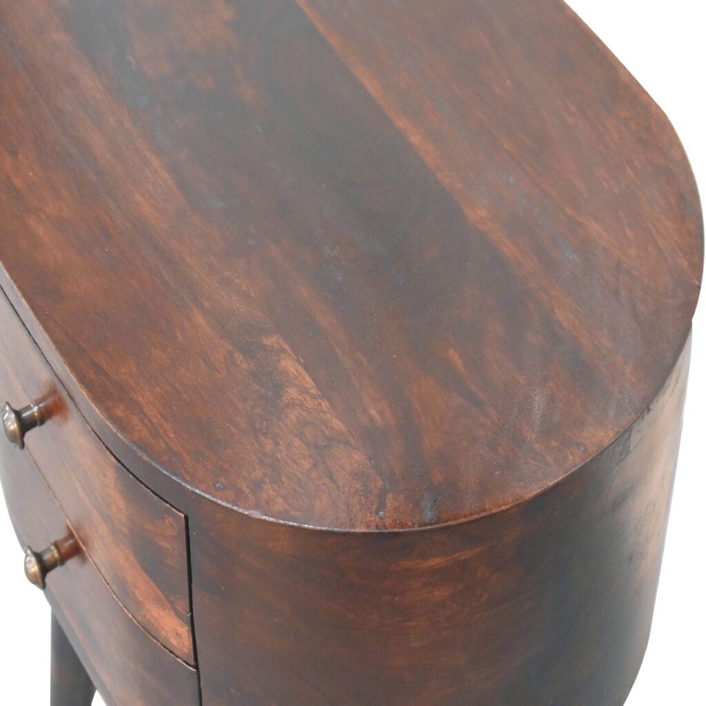 Light Walnut Rounded Bedside Table - Image 6