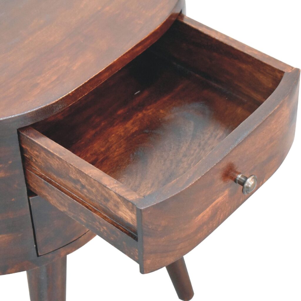 Light Walnut Rounded Bedside Table - Image 7