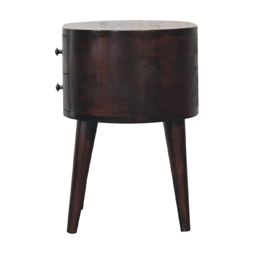 Light Walnut Rounded Bedside Table - Image 8