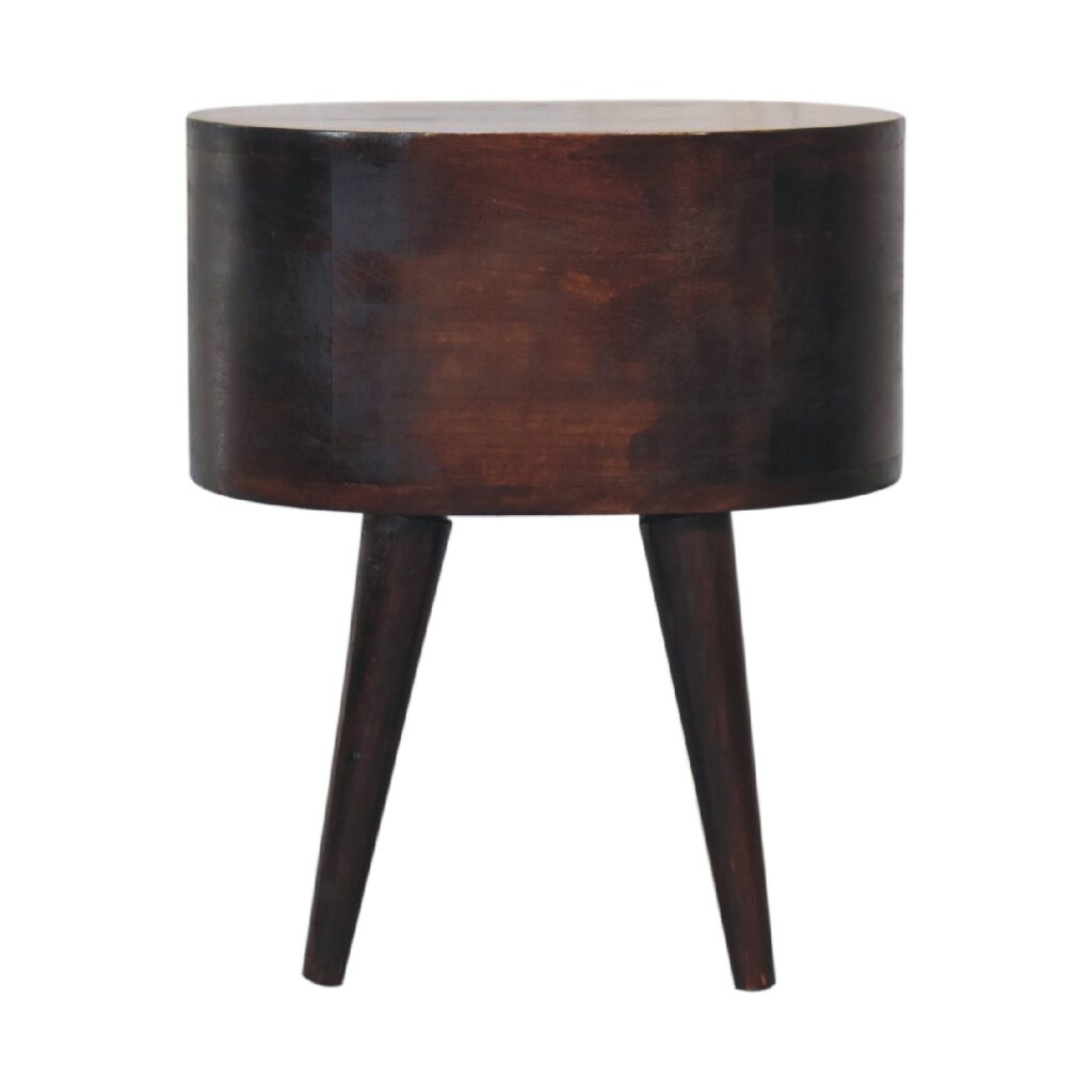 Light Walnut Rounded Bedside Table - Image 9