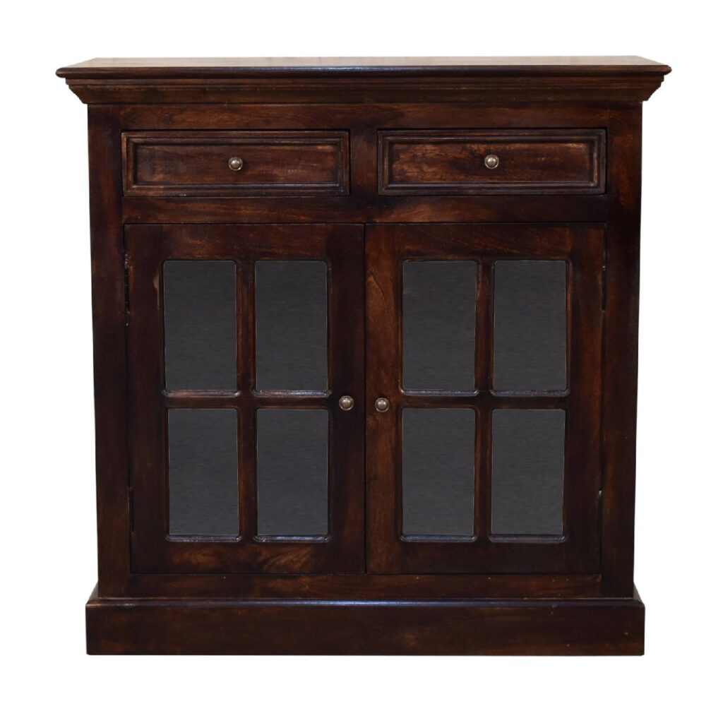 Light Walnut Cabinet with Glazed Doors - Image 2