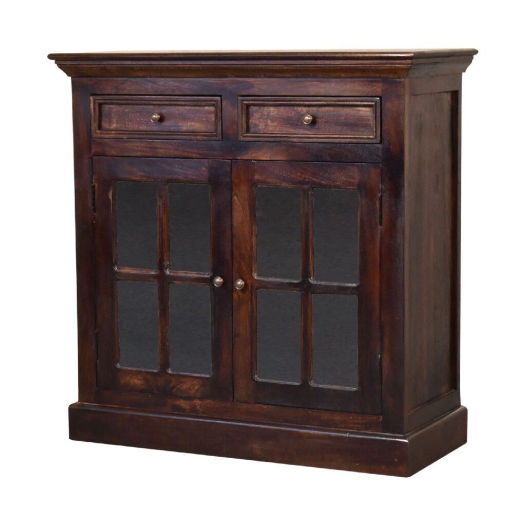 Light Walnut Cabinet with Glazed Doors - Image 3