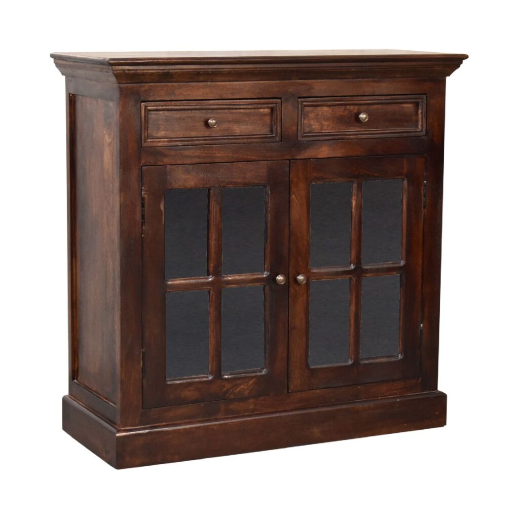 Light Walnut Cabinet with Glazed Doors - Image 4