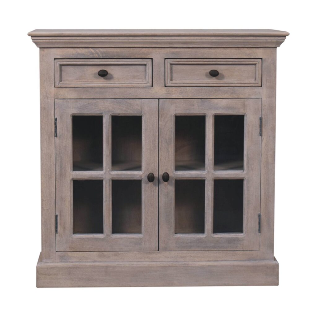 Stone Finish Cabinet with Glazed Doors - Image 2