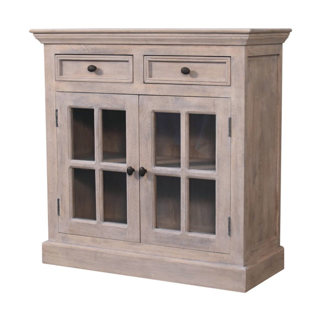 Stone Finish Cabinet with Glazed Doors - Image 3