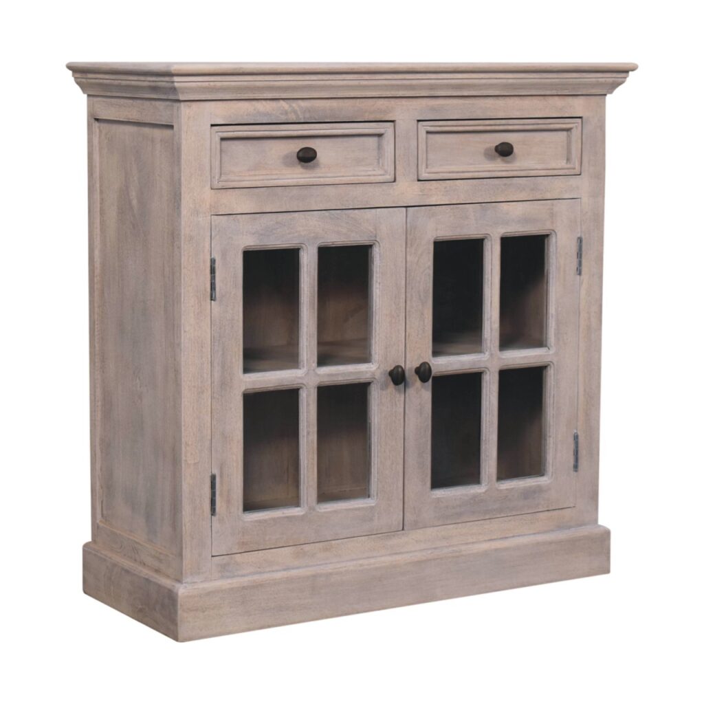 Stone Finish Cabinet with Glazed Doors - Image 4