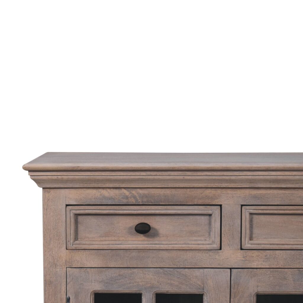 Stone Finish Cabinet with Glazed Doors - Image 5