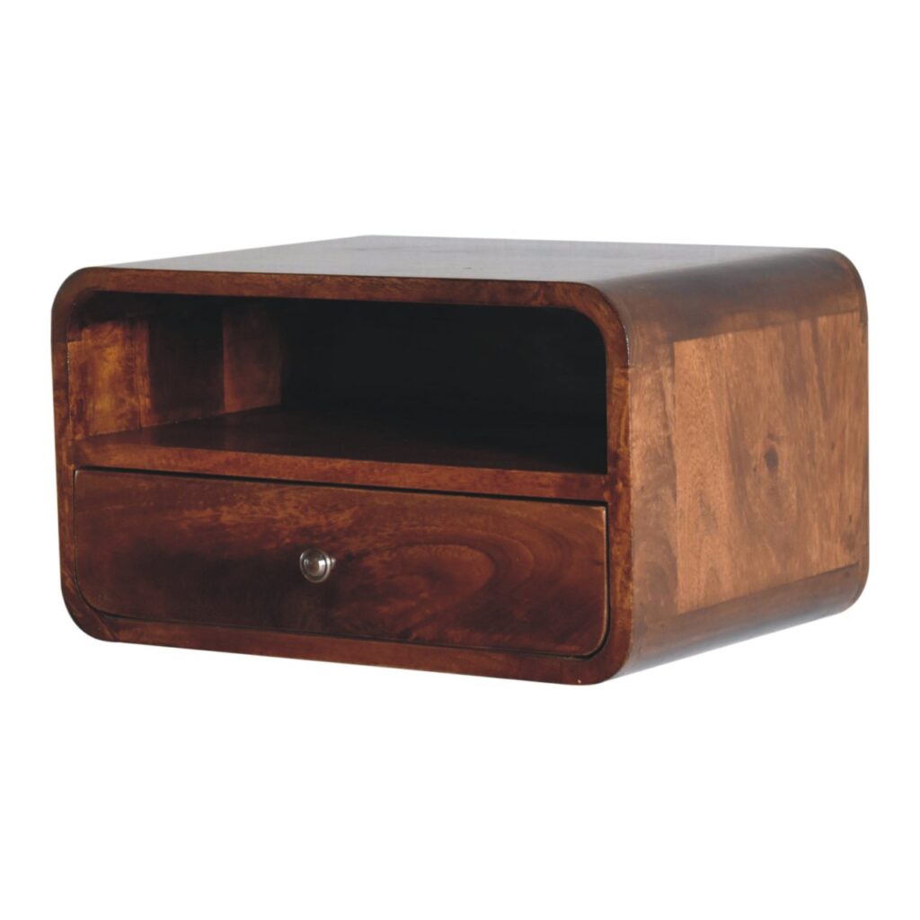 Large Chestnut Curve Upper Slot Floating Bedside - Image 2