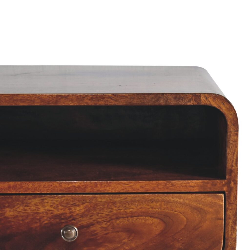 Large Chestnut Curve Upper Slot Floating Bedside - Image 4