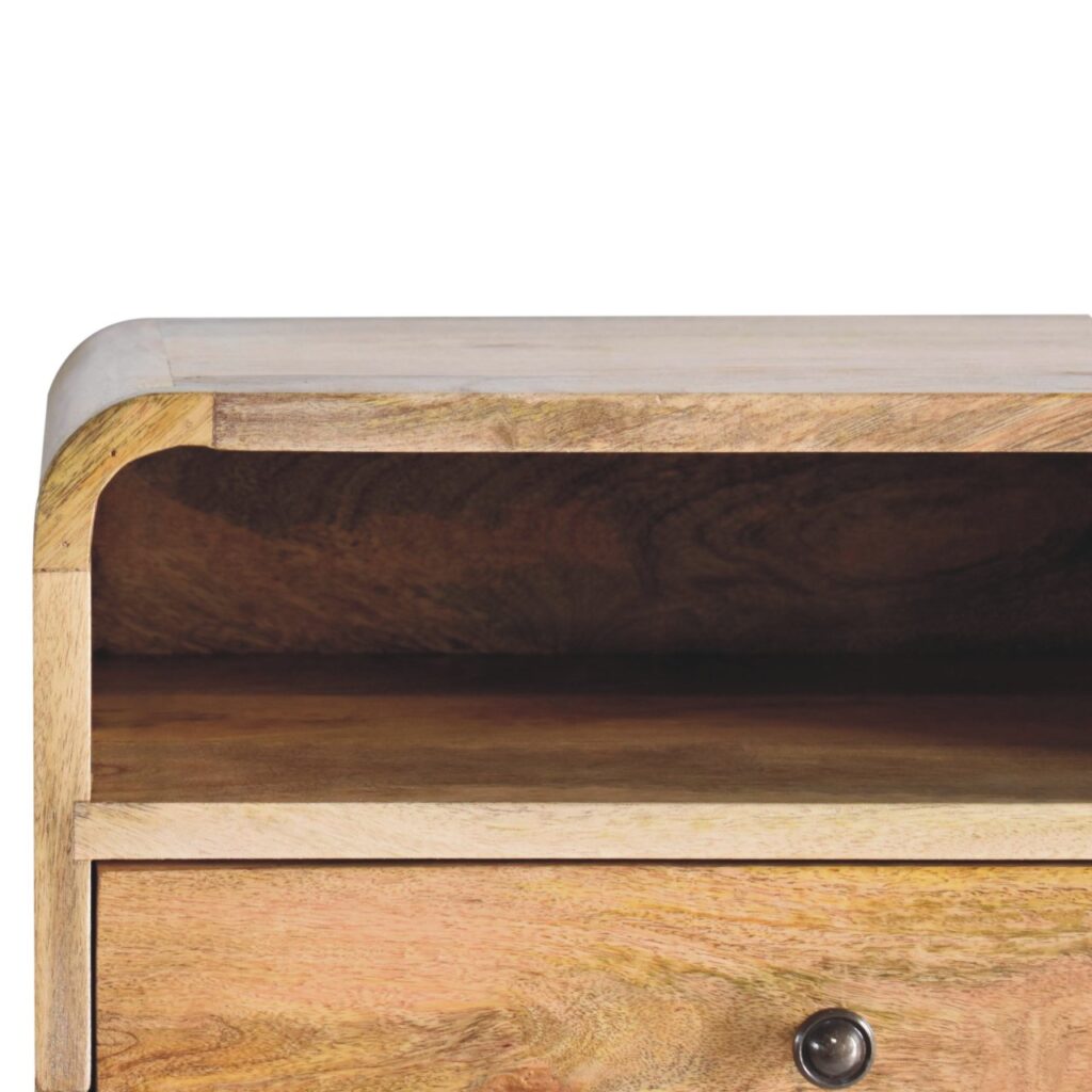 Large Oak-ish Curve Upper Slot Floating Bedside - Image 5