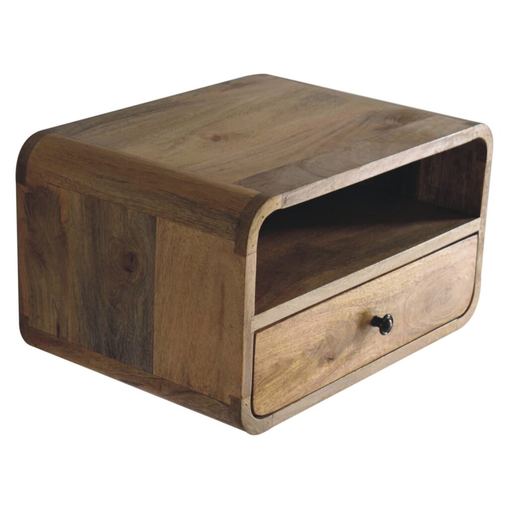 Large Oak-ish Curve Upper Slot Floating Bedside - Image 6