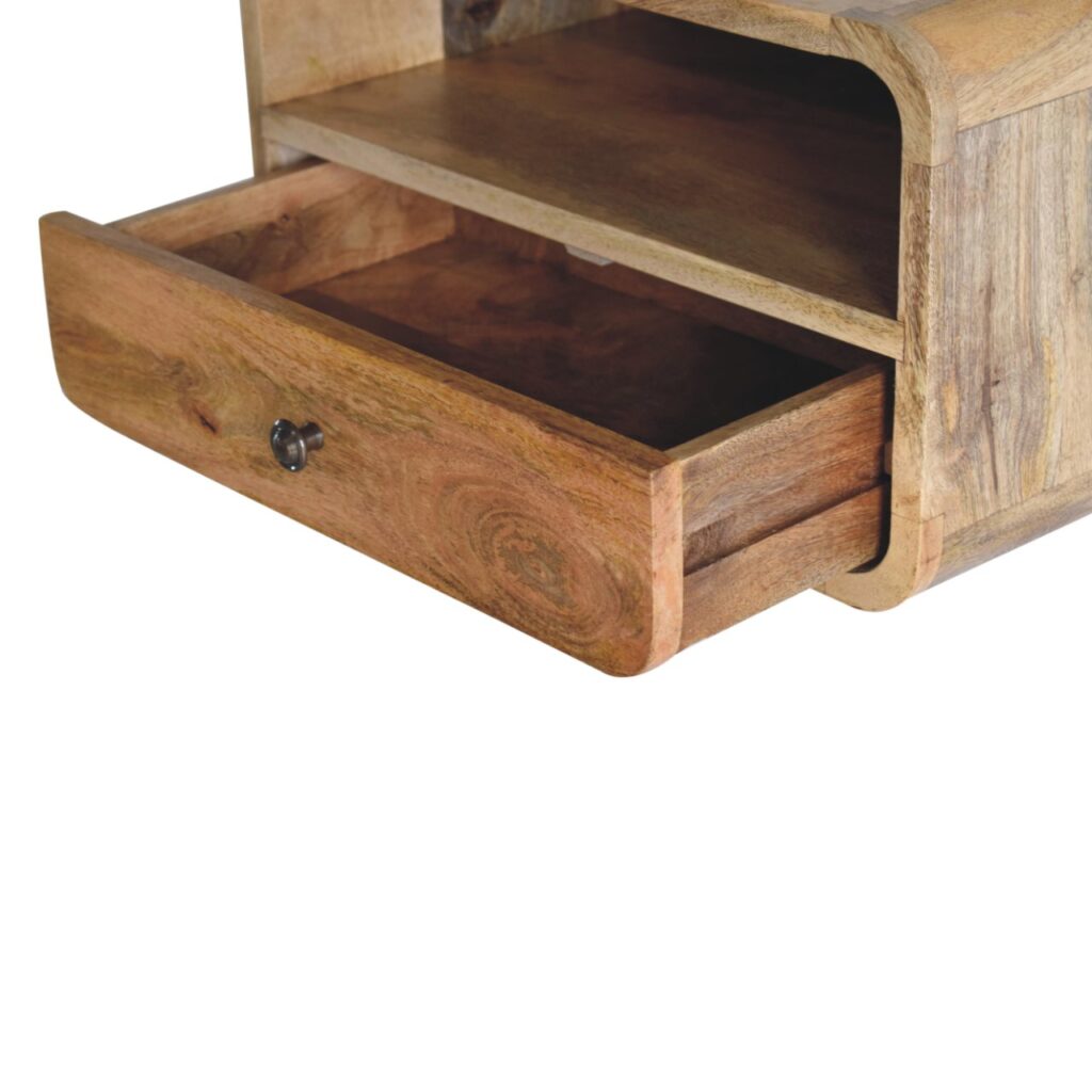 Large Oak-ish Curve Upper Slot Floating Bedside - Image 7