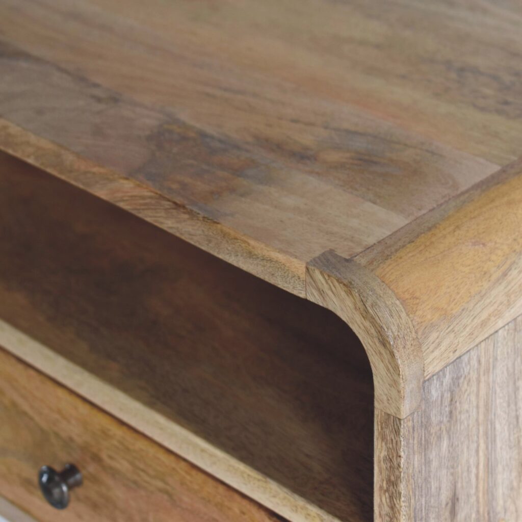 Large Oak-ish Curve Upper Slot Floating Bedside - Image 8