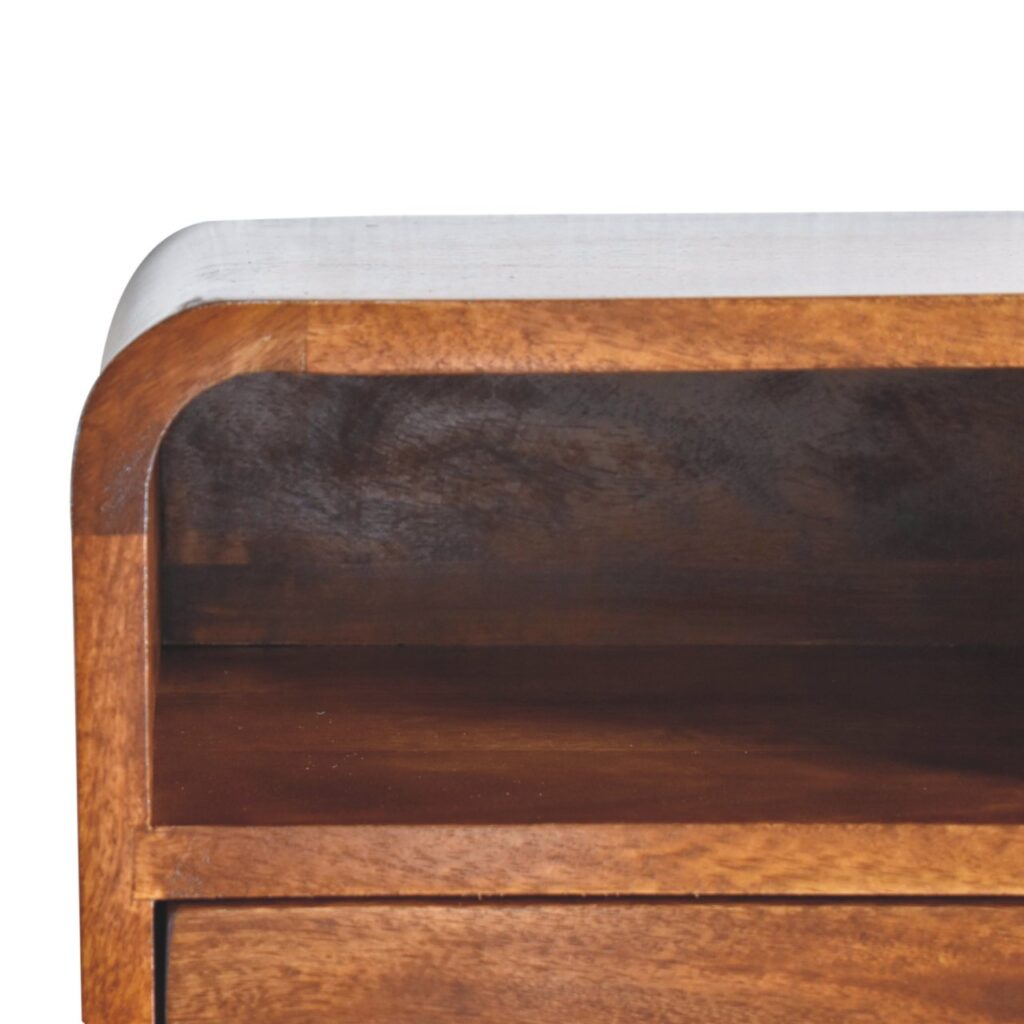 Extra Mini Wall Mounted Curved Chestnut Bedside with Open Slot - Image 5