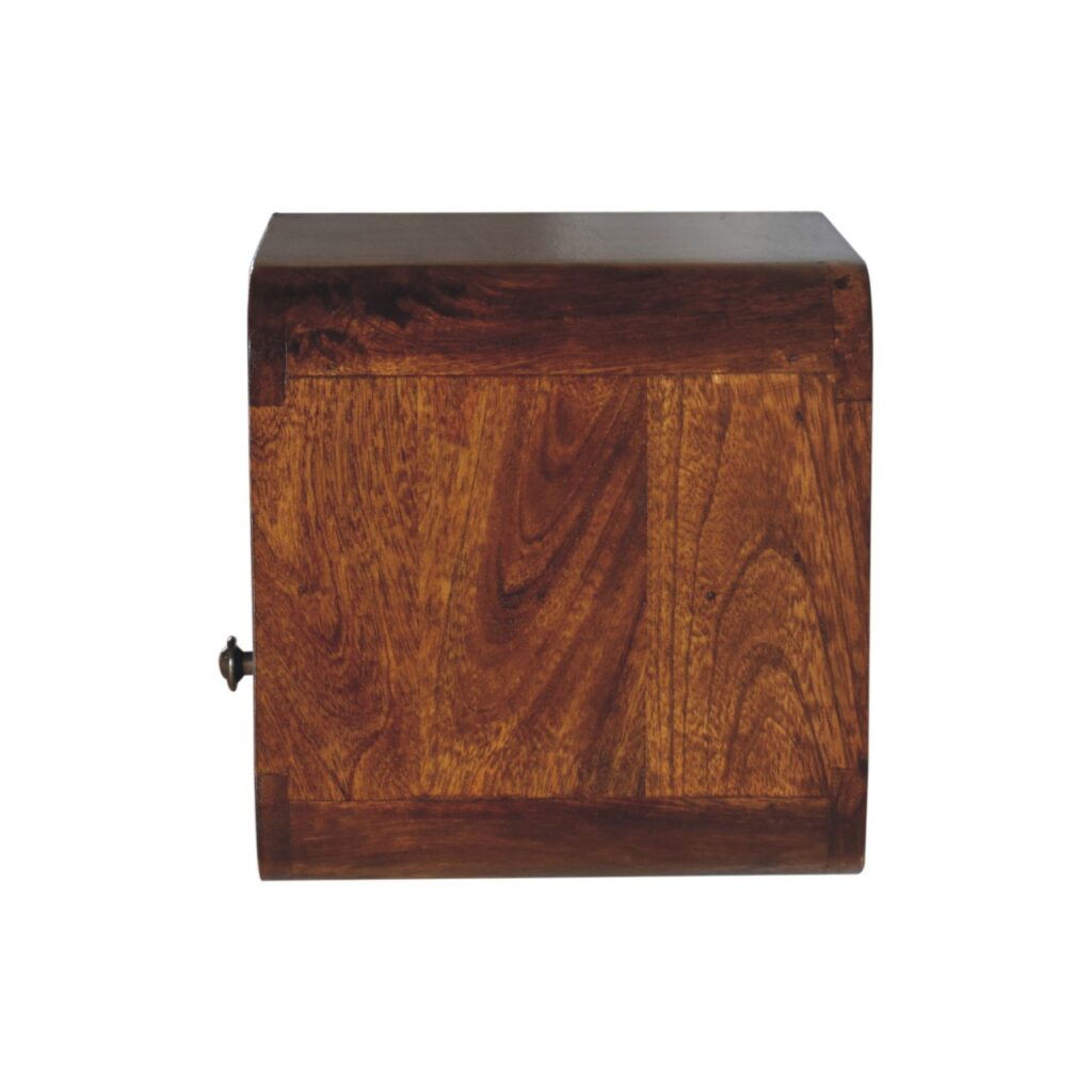 Extra Mini Wall Mounted Curved Chestnut Bedside with Open Slot - Image 9