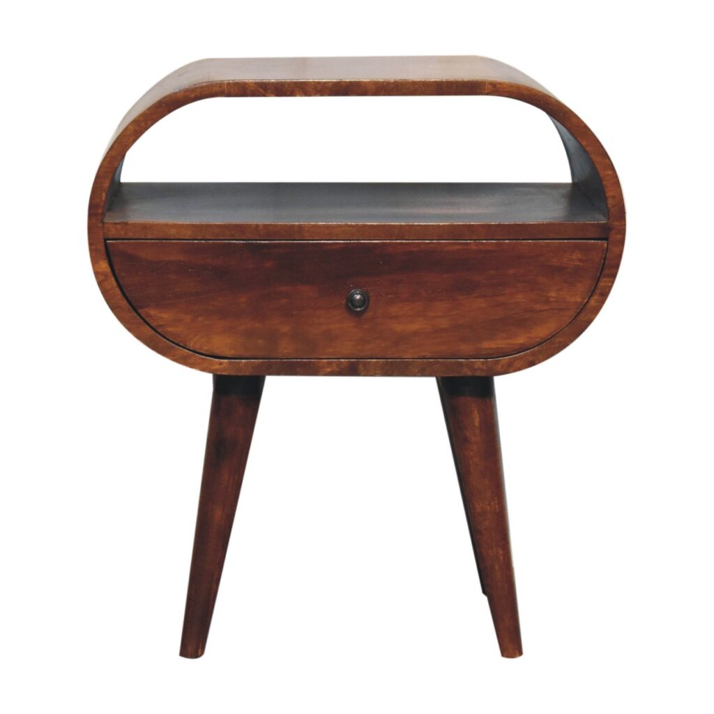 Large Chestnut Circular Open Bedside - Image 2