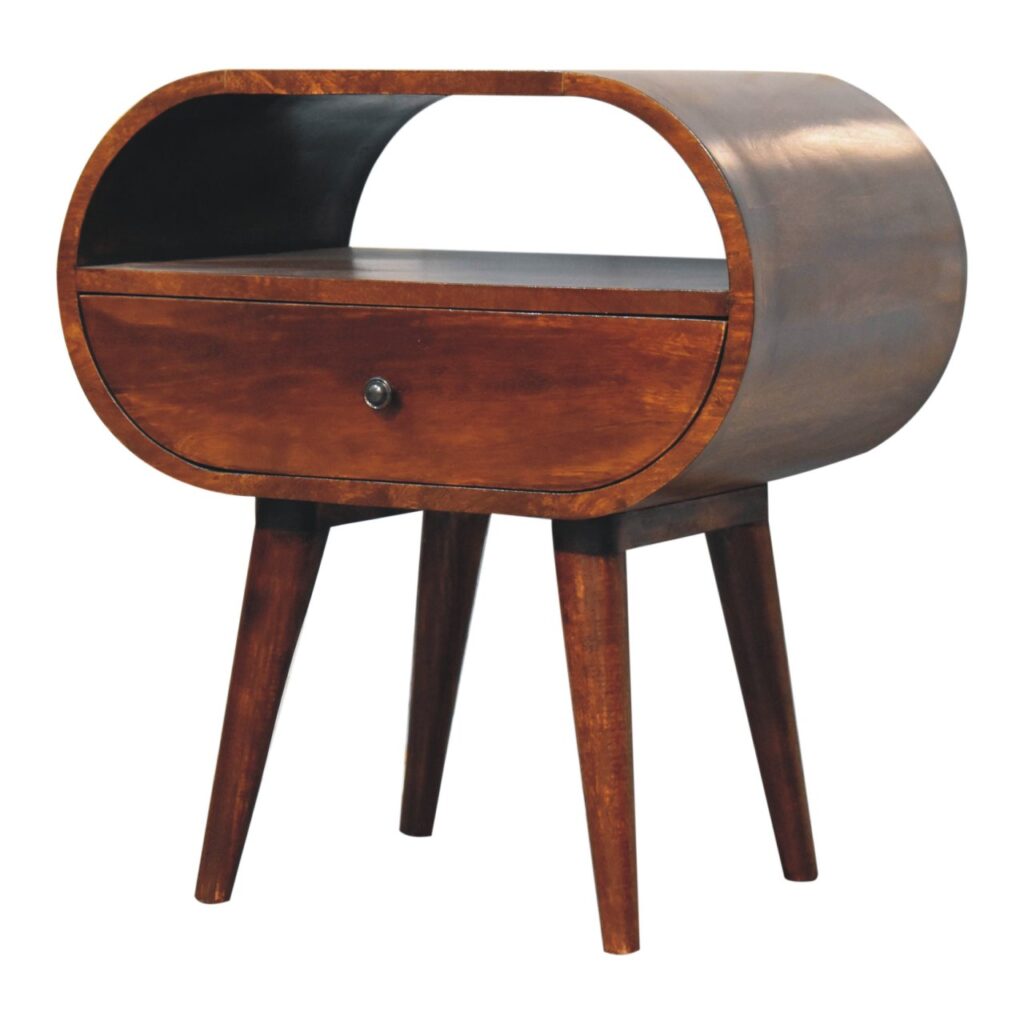 Large Chestnut Circular Open Bedside - Image 3