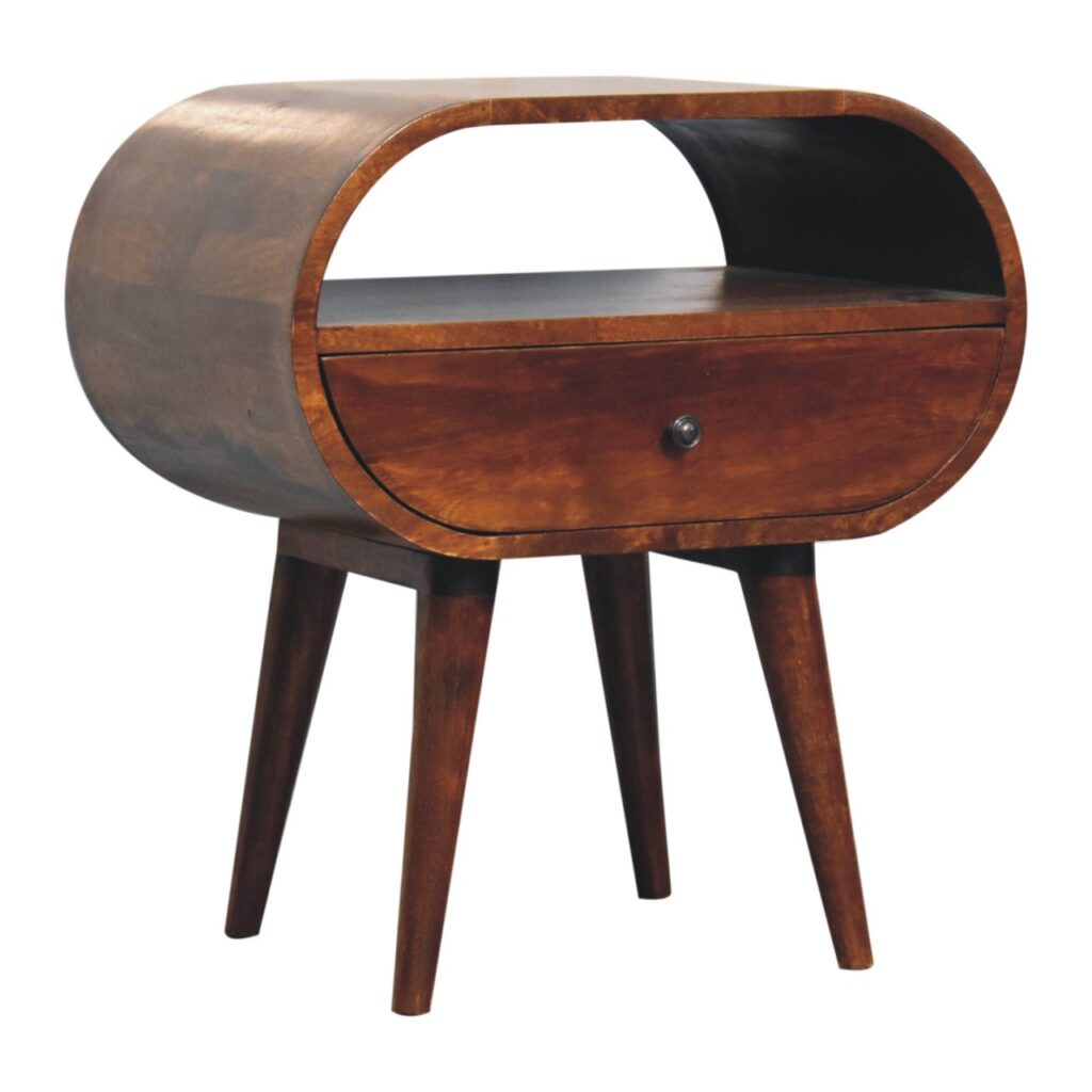 Large Chestnut Circular Open Bedside - Image 4