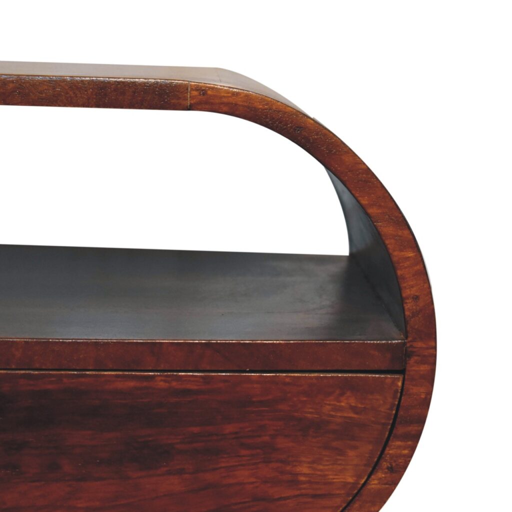 Large Chestnut Circular Open Bedside - Image 5