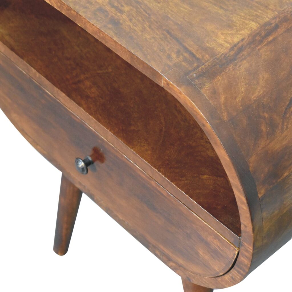 Large Chestnut Circular Open Bedside - Image 6