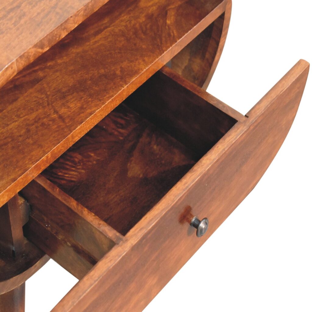 Large Chestnut Circular Open Bedside - Image 7