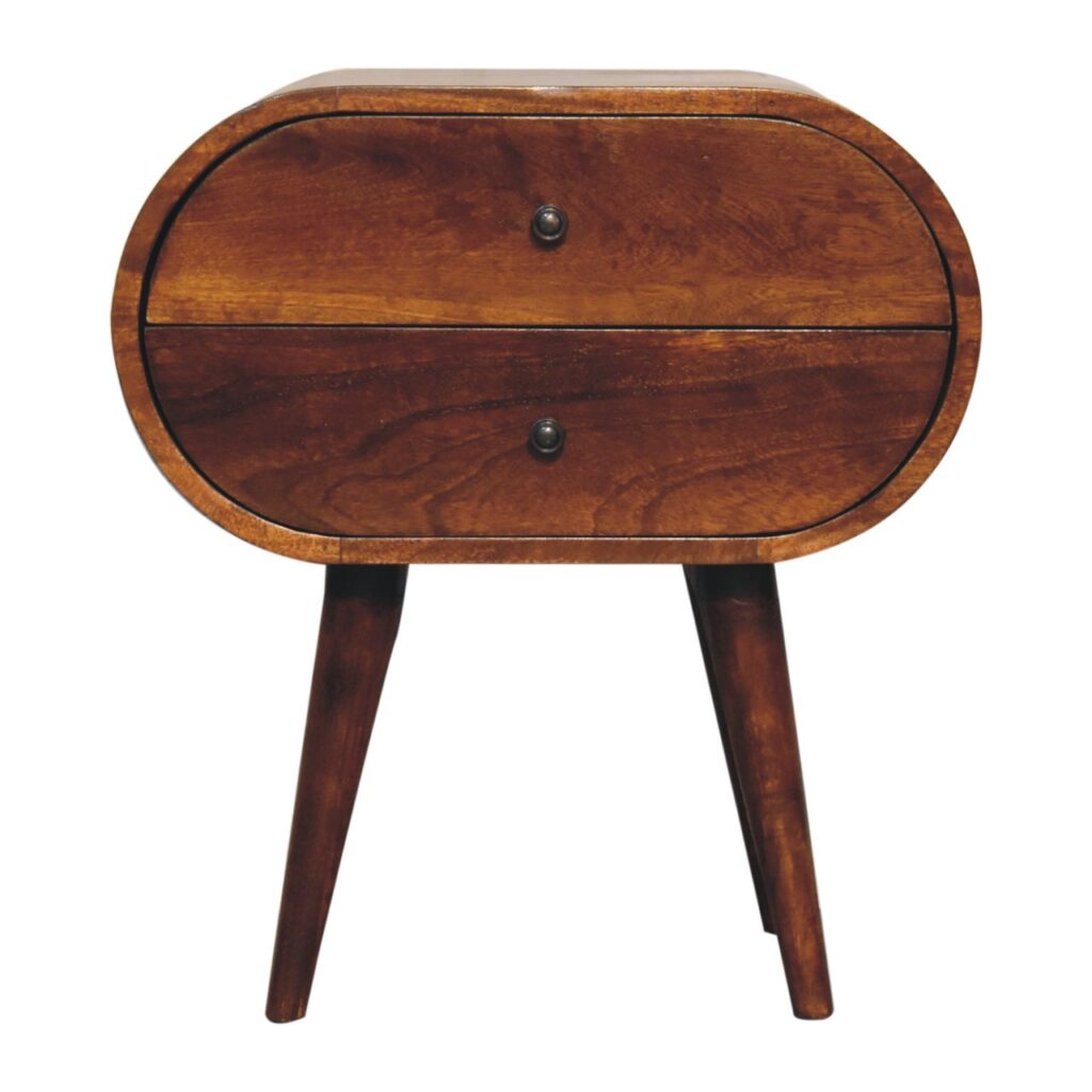 Large Chestnut Circular Bedside - Image 3