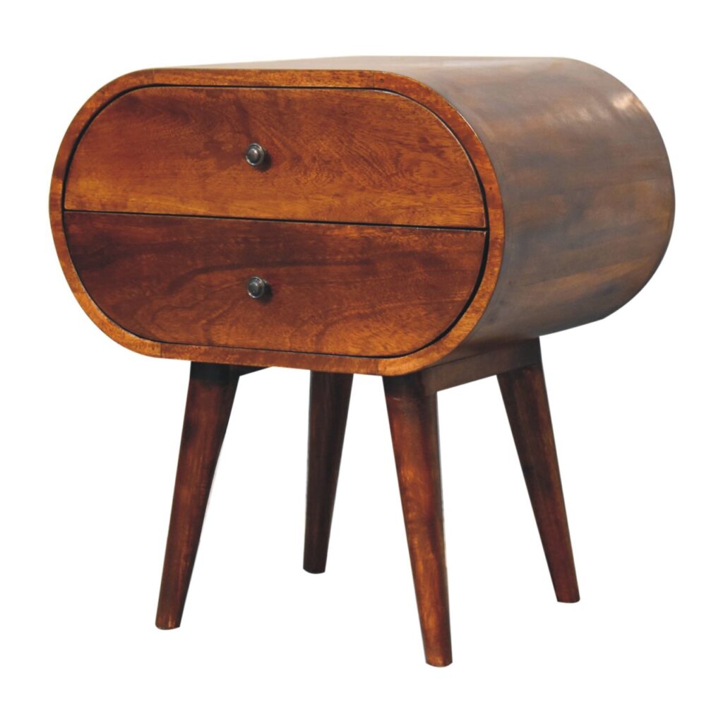 Large Chestnut Circular Bedside - Image 4