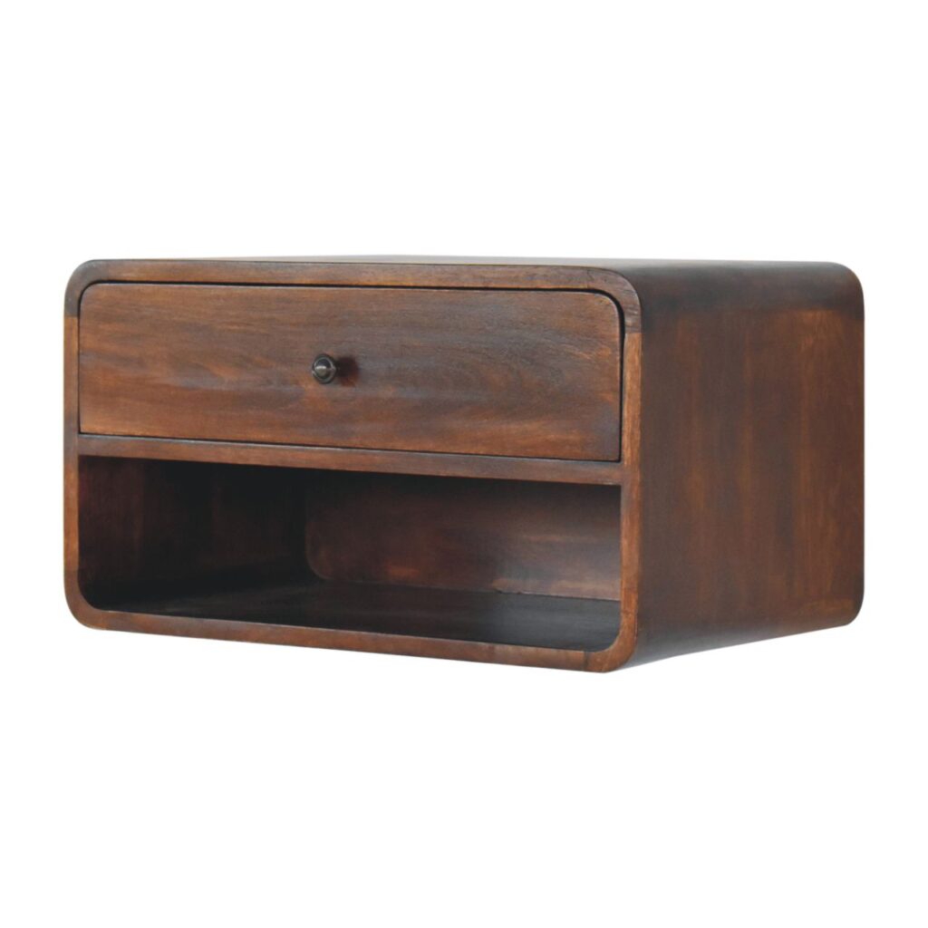 Large Chestnut Curve Floating Bedside - Image 3