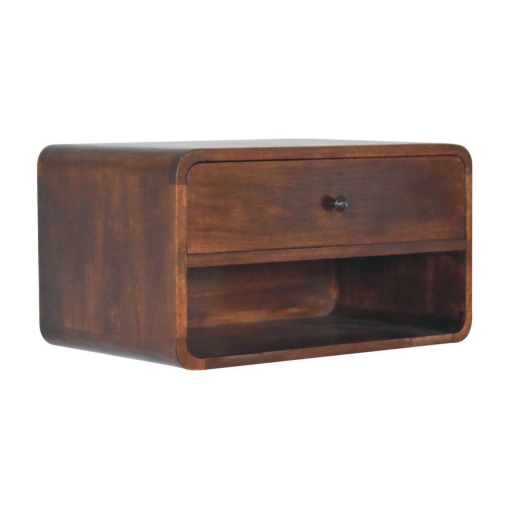 Large Chestnut Curve Floating Bedside - Image 4