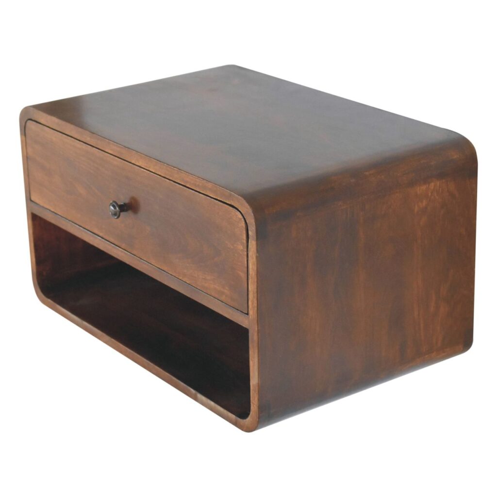 Large Chestnut Curve Floating Bedside - Image 5