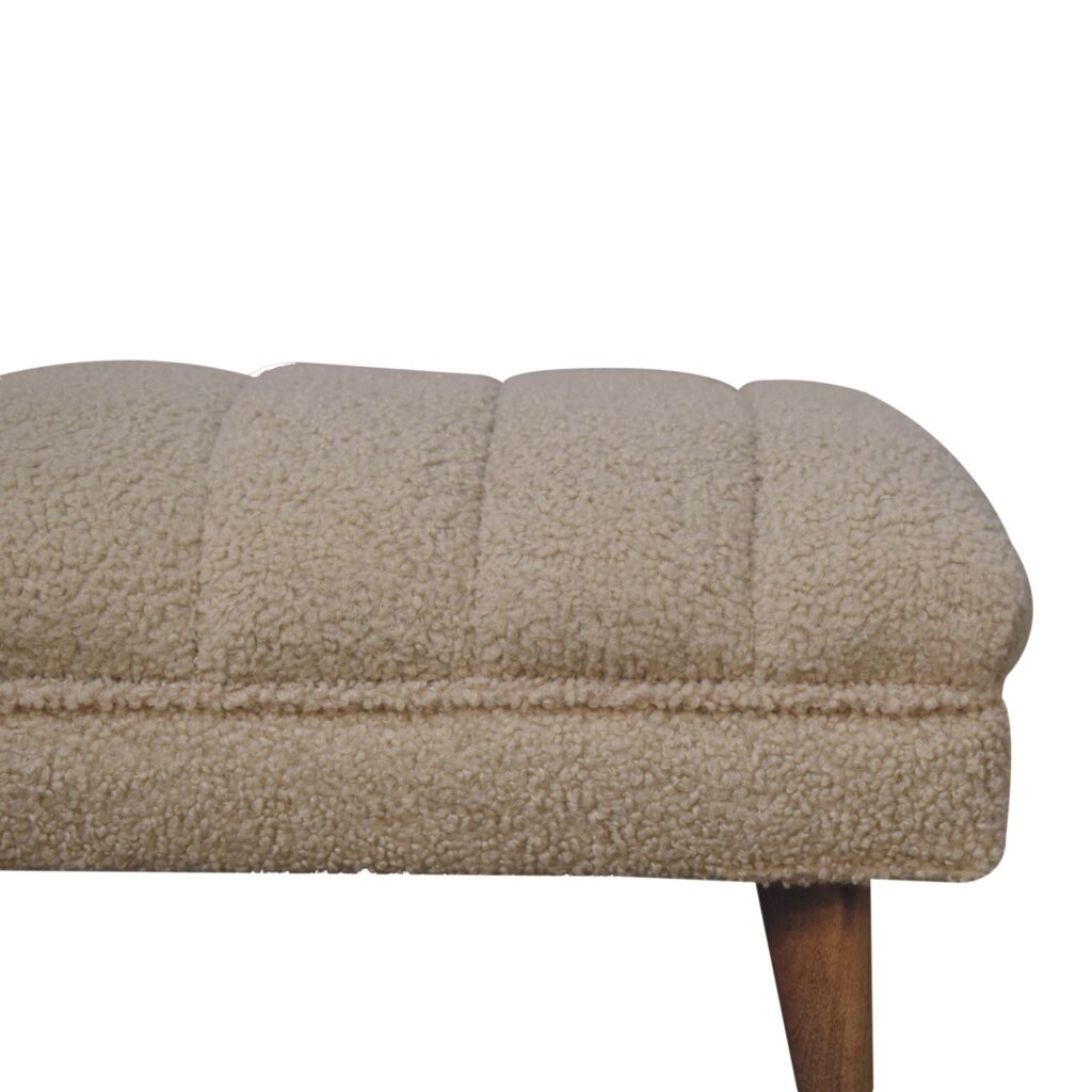 Cream Boucle Puffer Bench - Image 5