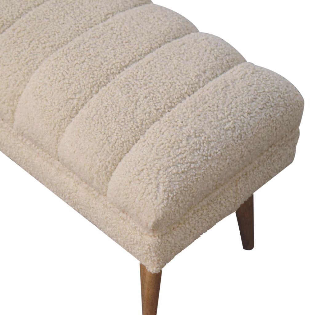 Cream Boucle Puffer Bench - Image 8