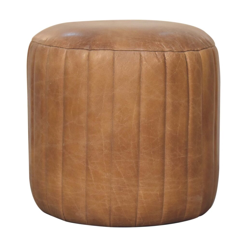 Buffalo Leather Boucle Footstool - Image 2