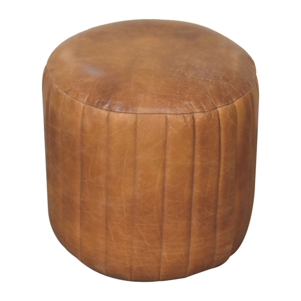 Buffalo Leather Boucle Footstool - Image 3