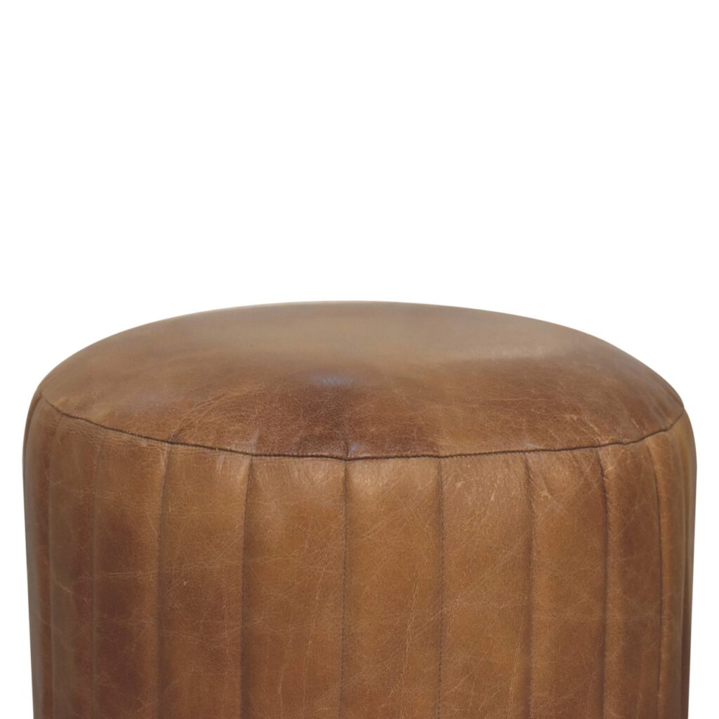 Buffalo Leather Boucle Footstool - Image 4