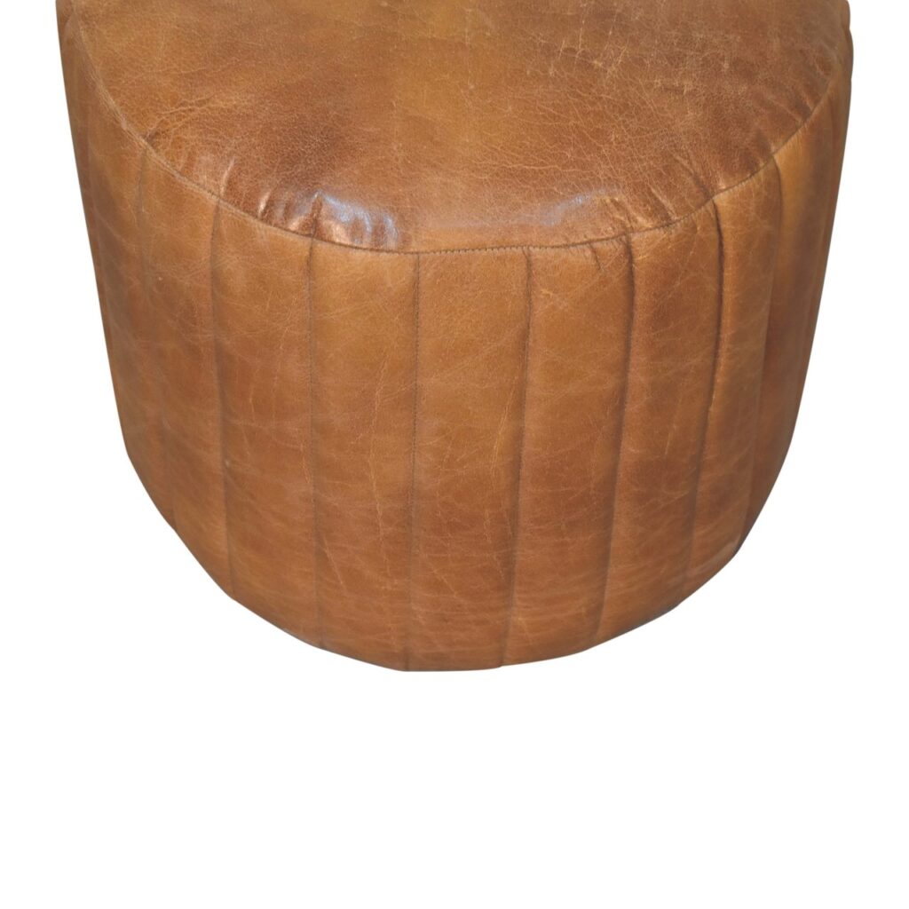 Buffalo Leather Boucle Footstool - Image 5