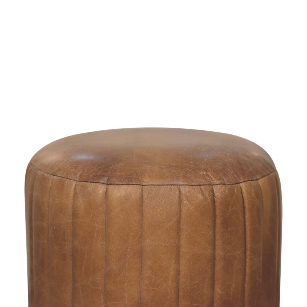 Buffalo Leather Boucle Footstool - Image 6