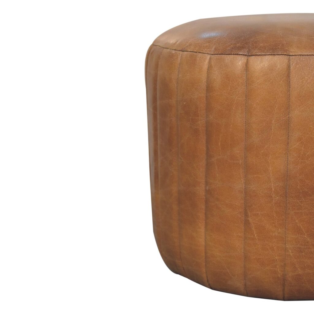 Buffalo Leather Boucle Footstool - Image 8