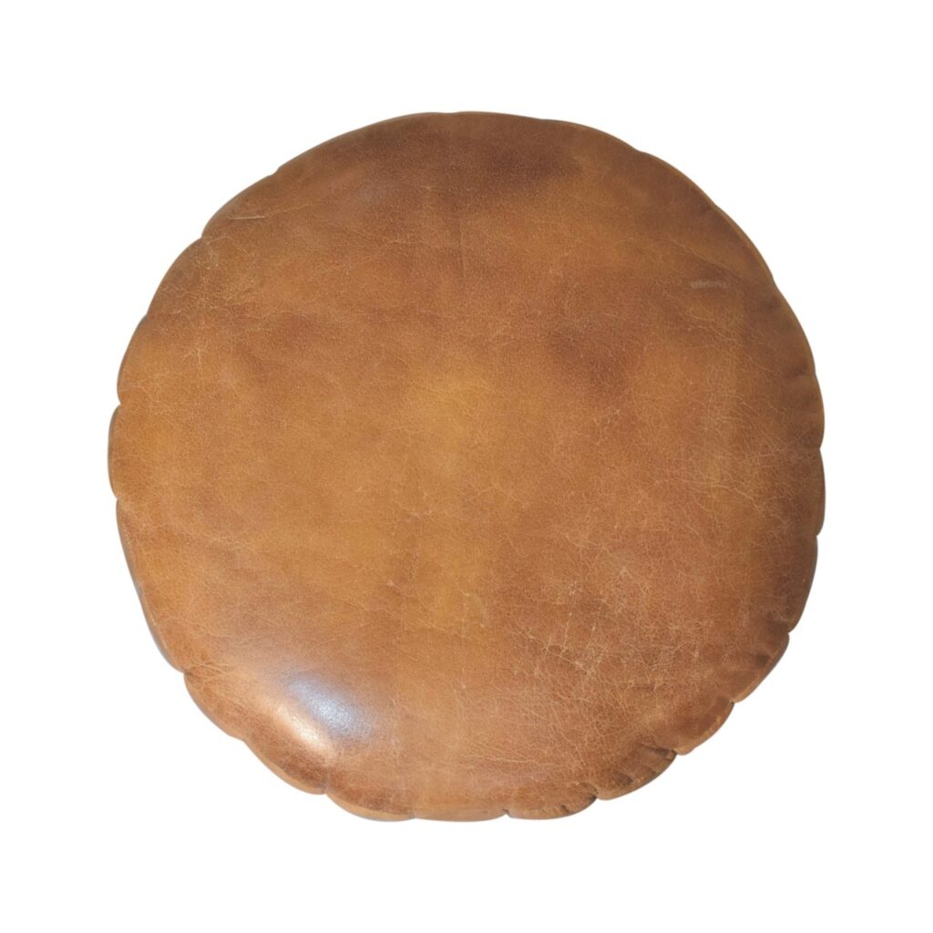 Buffalo Leather Boucle Footstool - Image 9