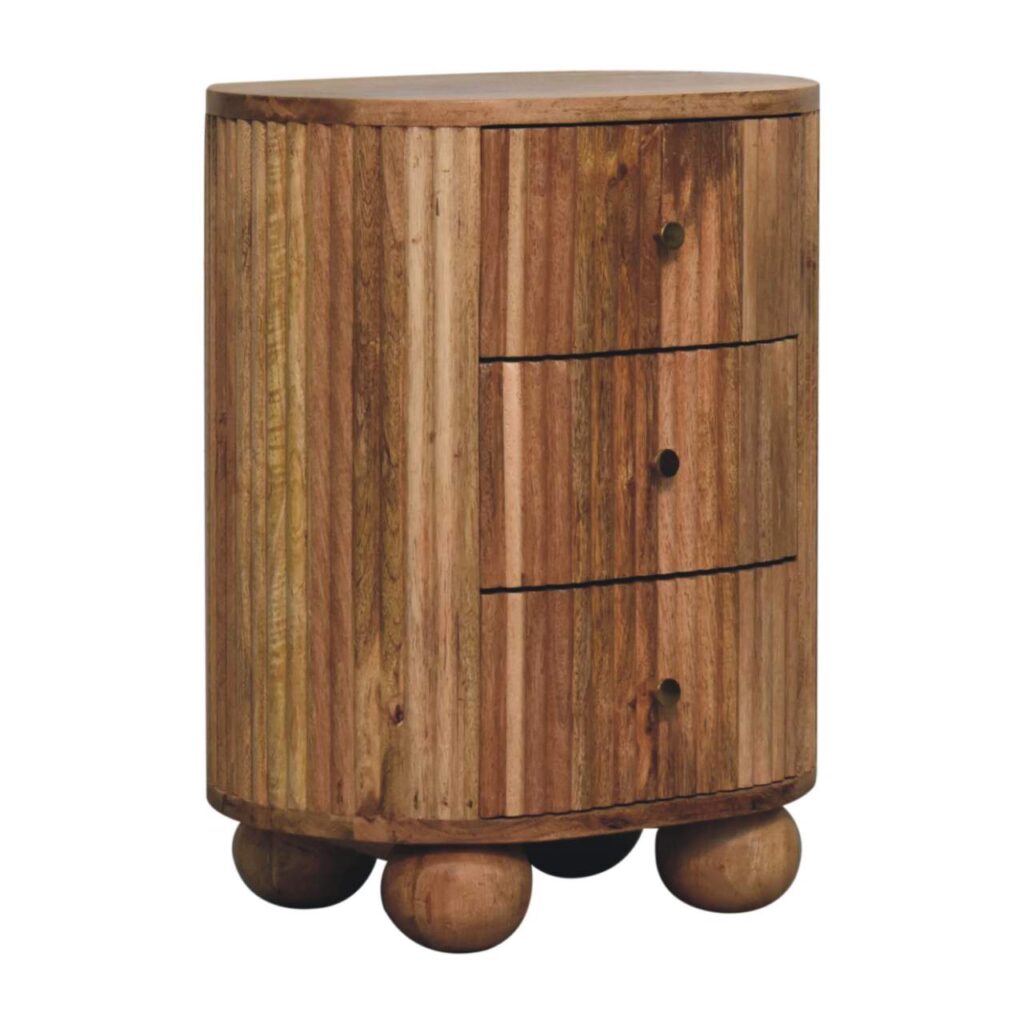 Soba Ball 3 Drawer Bedside - Image 4