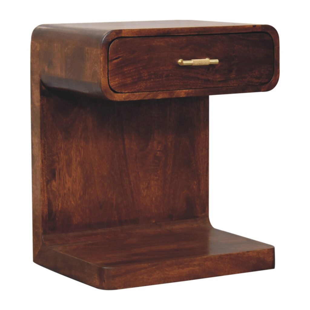 Chestnut T-Bar Rounded Bedside - Image 3