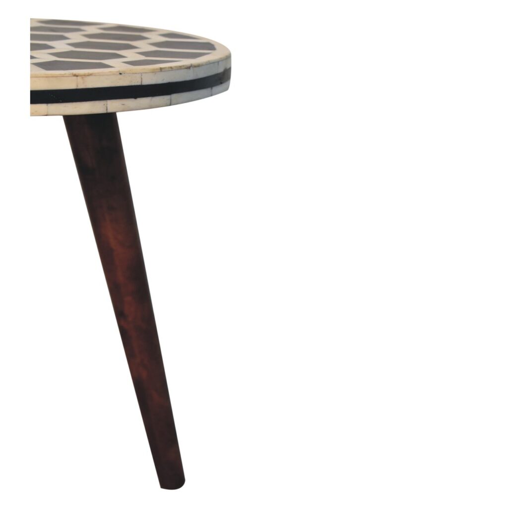 Bone Inlay Tripod Stool With Honey Caramel Finish - Image 5