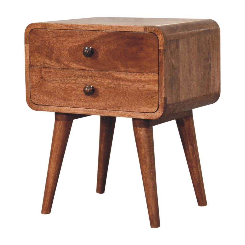 Curved Honey Caramel Bedside - Image 9