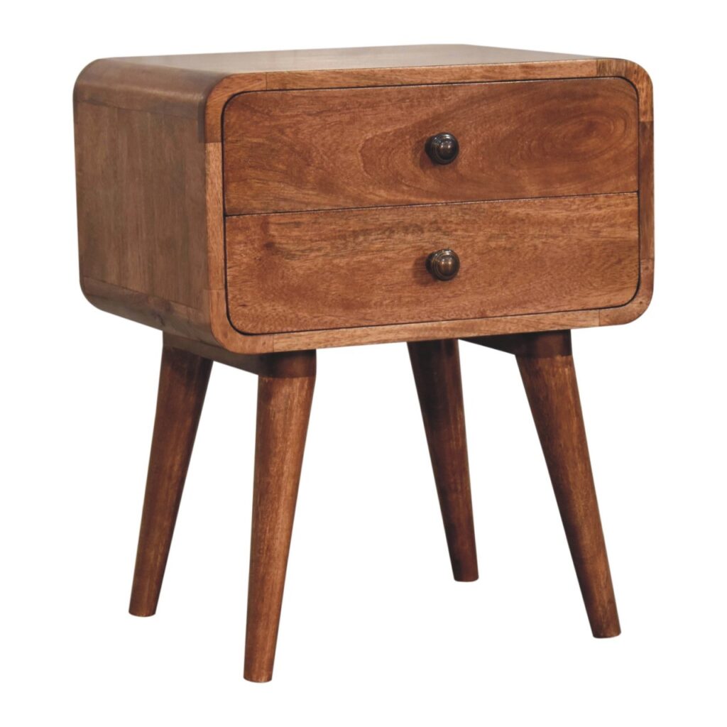 Curved Honey Caramel Bedside - Image 8