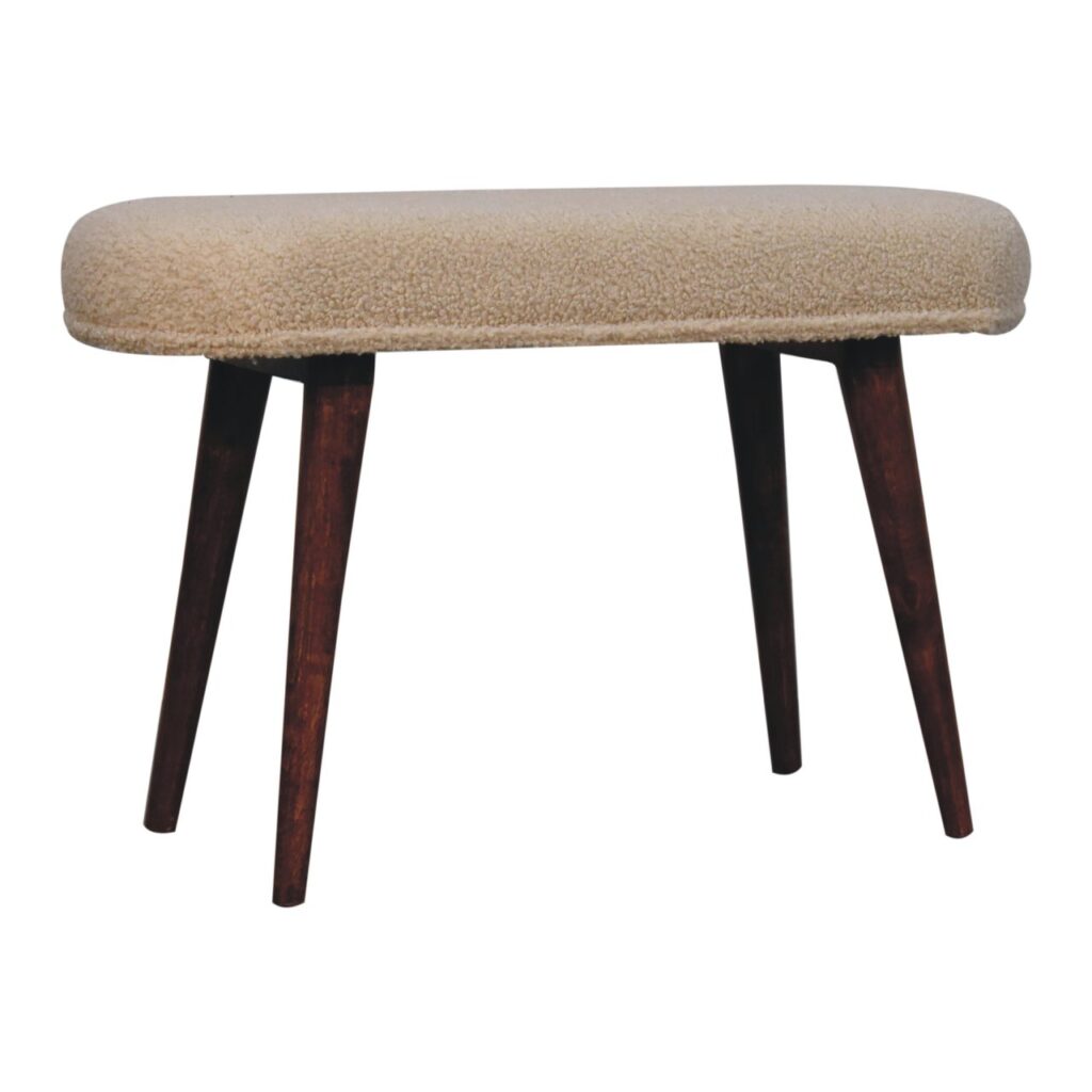 Honey Caramel Boucle Cream Nordic Bench - Image 2