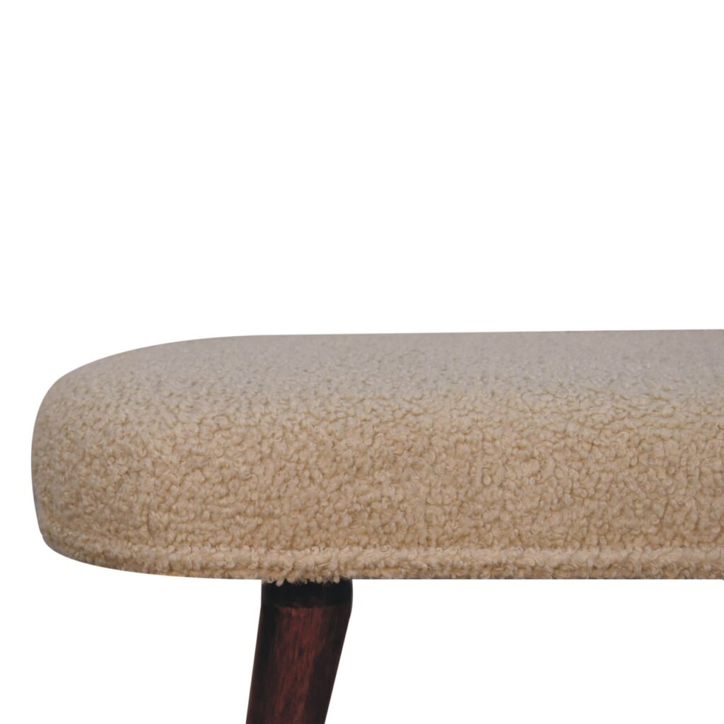 Honey Caramel Boucle Cream Nordic Bench - Image 4