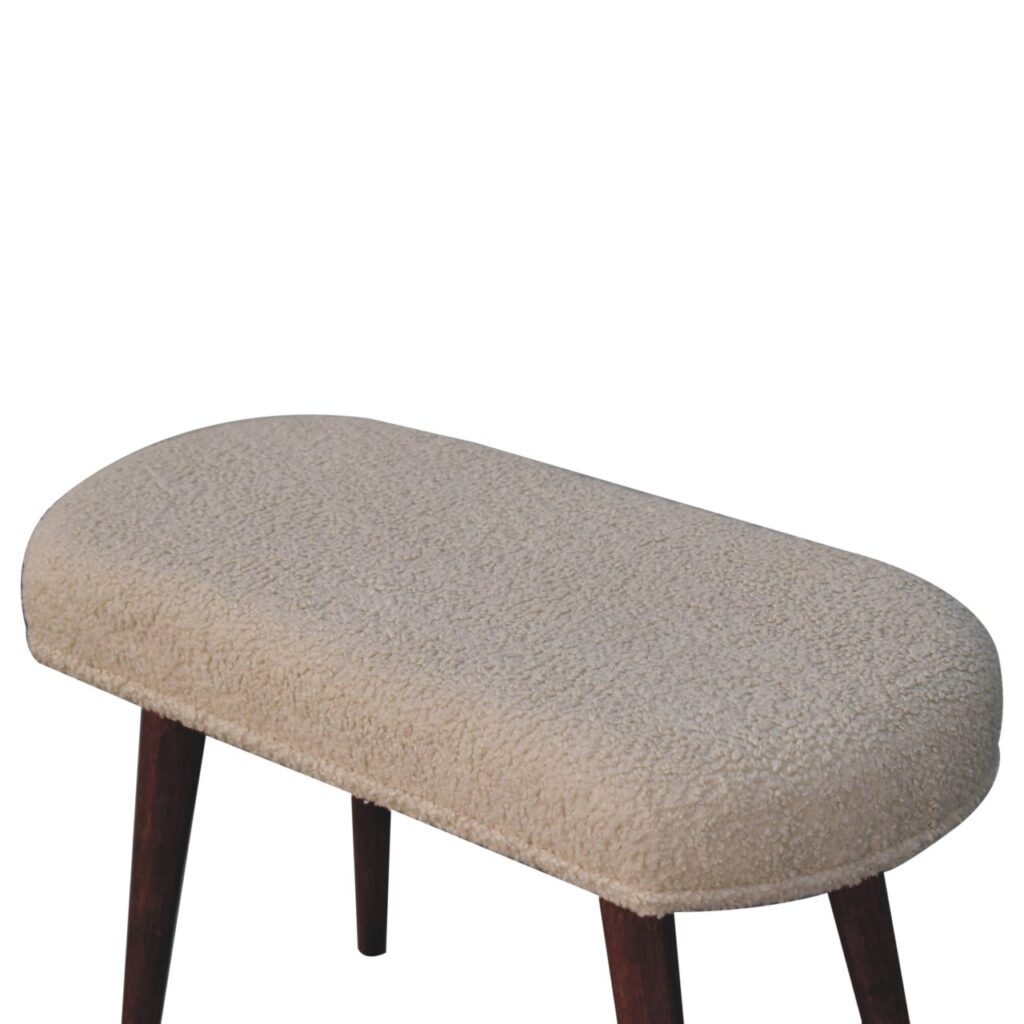 Honey Caramel Boucle Cream Nordic Bench - Image 6